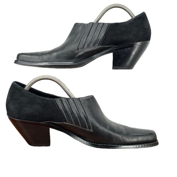 Coldwater Creek Western Black Bootie Leather Suede Point Toe Women's SZ 8 Boots - Picture 9 of 12